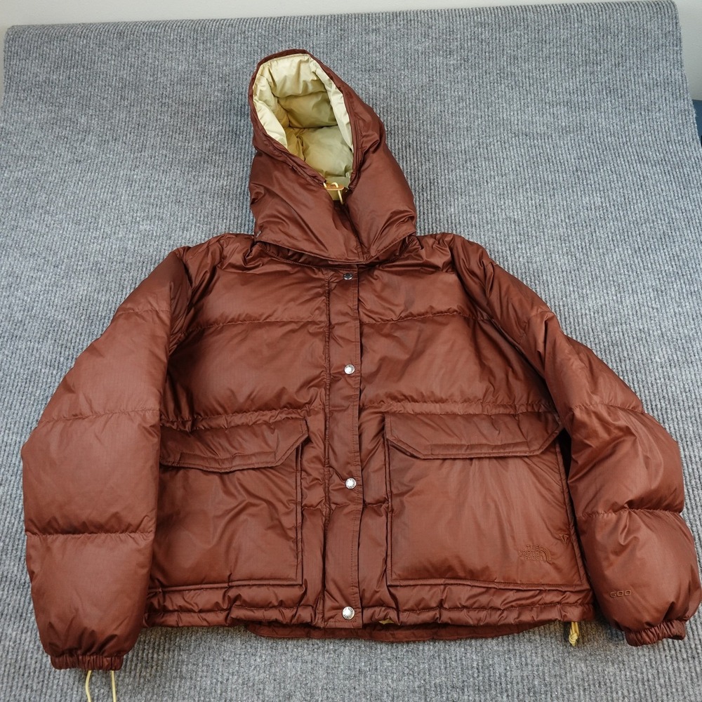 The North Face NF0A7US4 Brown 600 Down Hooded Puffer Jacket Womens XL Ski